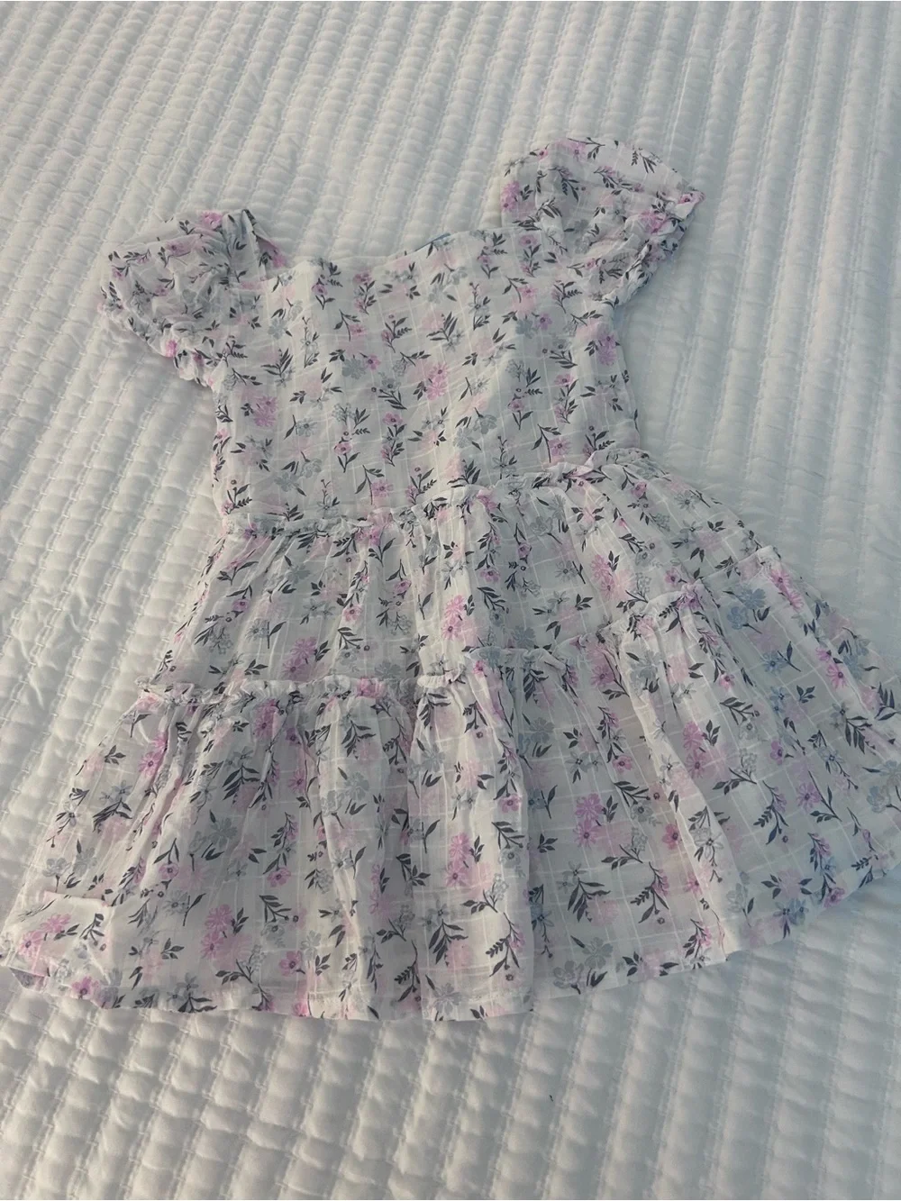 Draper James White Dress with Pink Floral Print Cotton Size 5